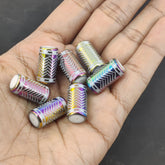 Plated Printed Premium Glass Beads (10 Pieces) 20x10 MM Multicolor Hole 1 MM Cylinder For Jewellery Making Arts Crafts (#Design3)